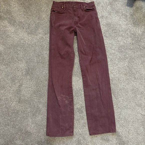80s Vintage Wrangler High Rise Burgundy Denim Jeans | Made in USA 32/30 waist - Picture 3 of 12